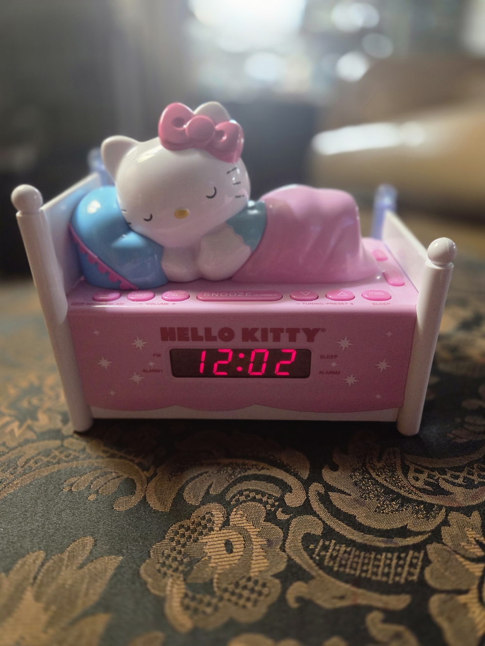Hello Kitty Pink Bedtime Alarm Clock with Sleeping Figure